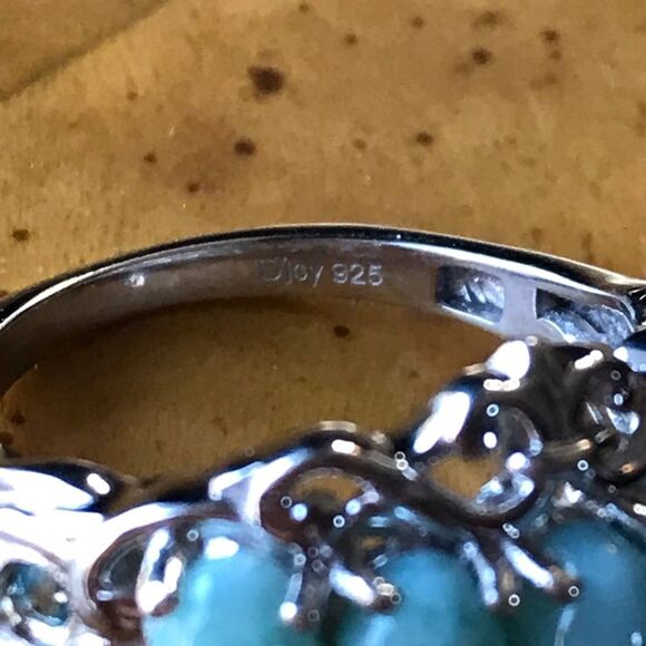 Natural Larimar Blue Apatite Sterling Silver Ring Size 7 - Picture 5 of 8